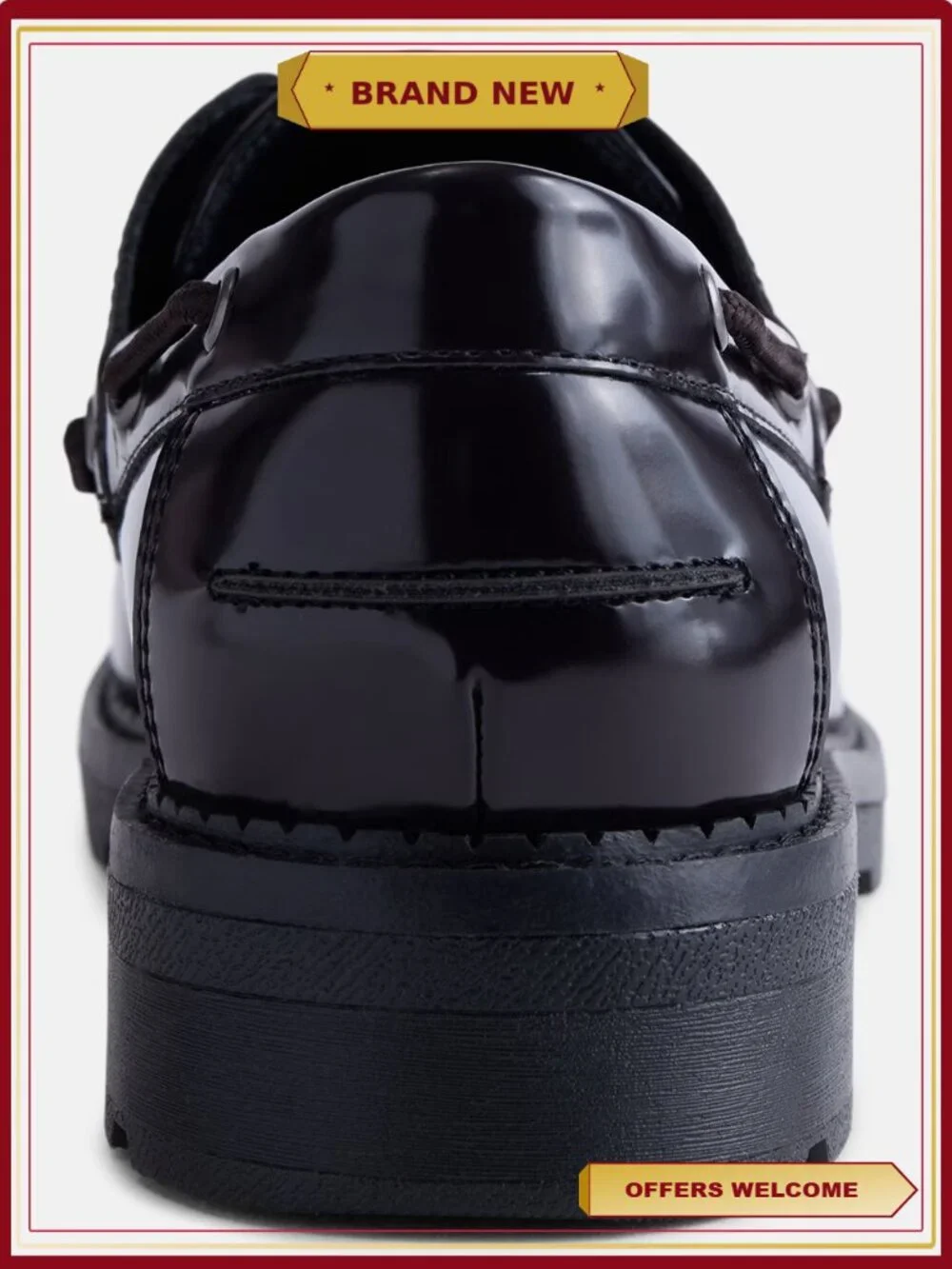 Faux Leather Chunky Boater Shoes Moc Toe Lace Up